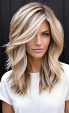 Human Hair New Fashion Layered Long Natural Golden Brown Wavy Women's Wigs 14in