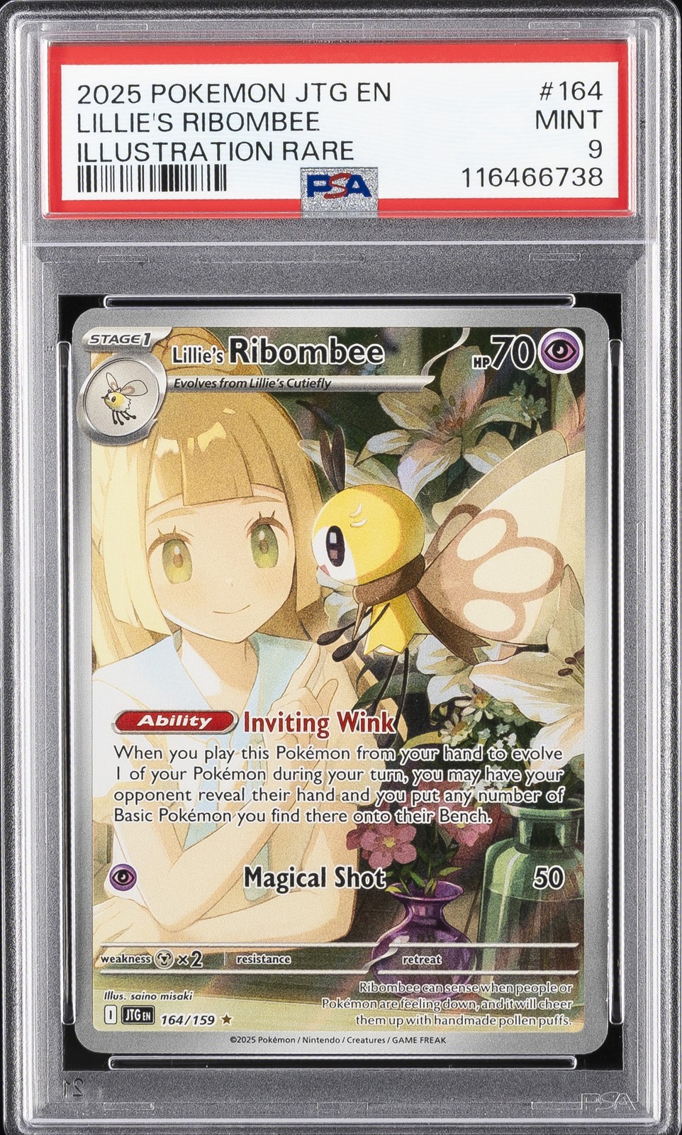 2025 POKEMON JTG EN-JOURNEY TOGETHER ILLUSTRATION RARE LILLIE'S RIBOMBEE PSA 9