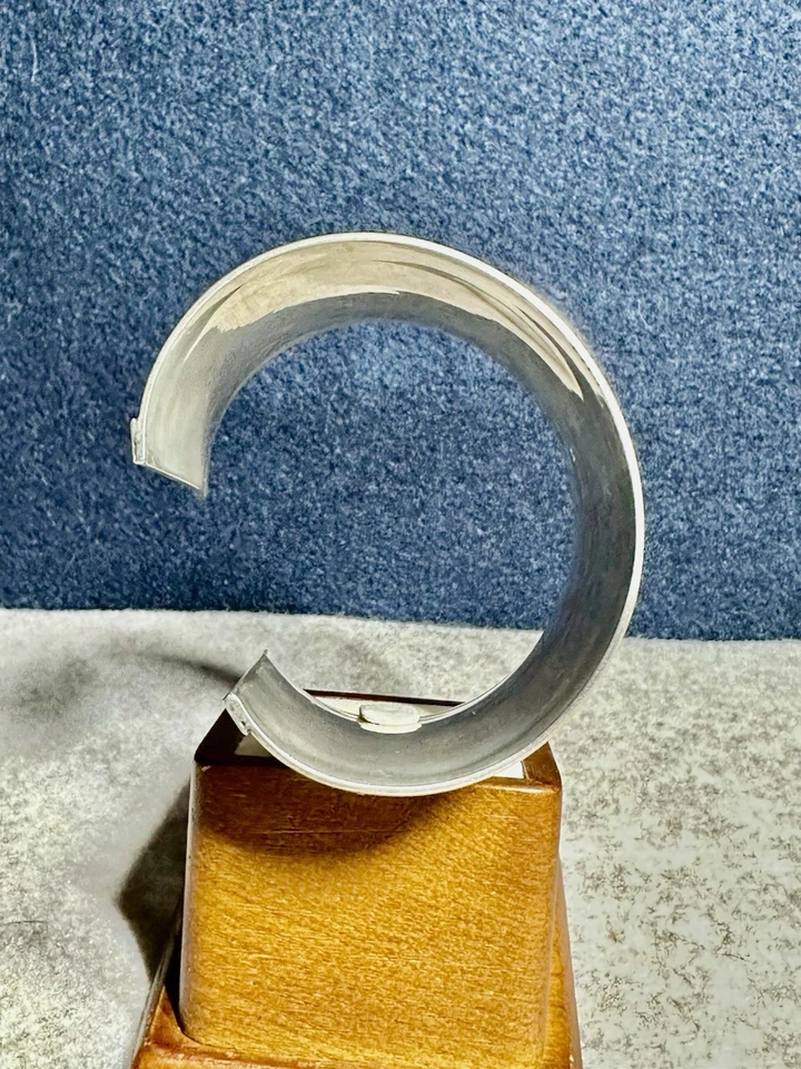 "Hermoso brazalete tejido ancho de plata de ley 925 de 7""" Foto 4 de 4