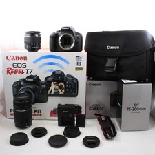  OPEN BOX EXCELLENT  Canon EOS Rebel T7 DSLR Camera with 18-55mm and 75-300mm