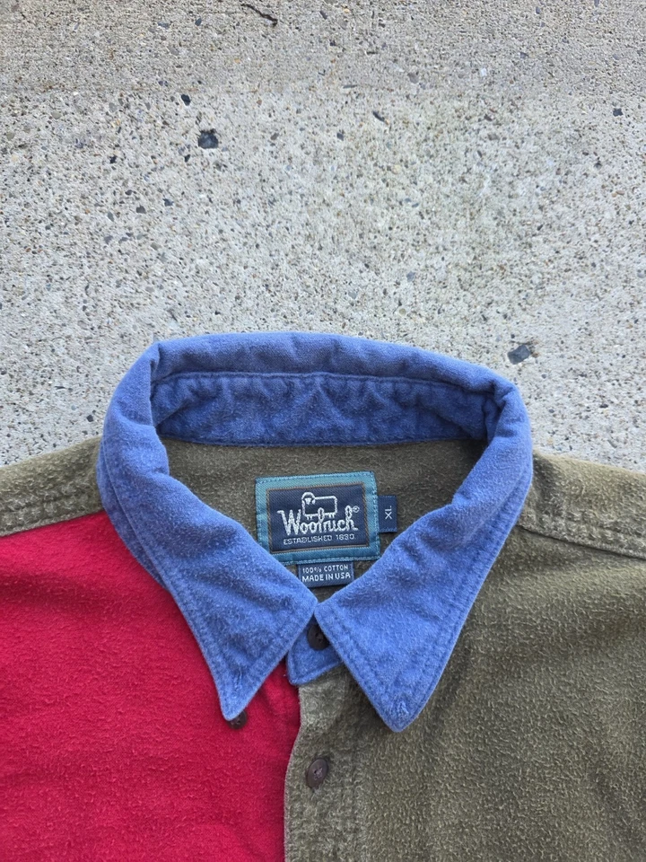 Camisa de franela gamuza Woolrich vintage bloque de colores para hombre talla extra grande 4 tonos Foto 4 de 4