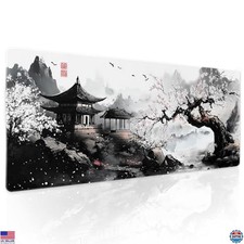 XL Black  White Anime Gaming Mouse Pad - Sakura Cherry Blossom, 31.5" x 11.8