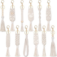 Macrame Boho Keychains Bulk Handcrafted Aesthetic Key Chain with Tassel for Wome