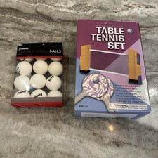 Retractable Table Tennis Set - Purple Paddles - comes with 12 Balls and Net USED