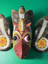 Handcrafted Wood Sri Lankan Cobra Demon Tribal Mask