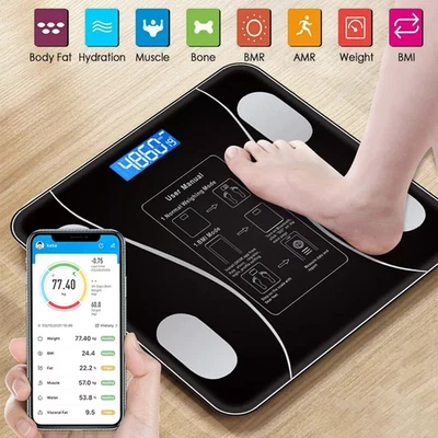 Digital 180KG Bathroom Scales Weighing Smart Body Fat BMI Bluetooth Weight Scale