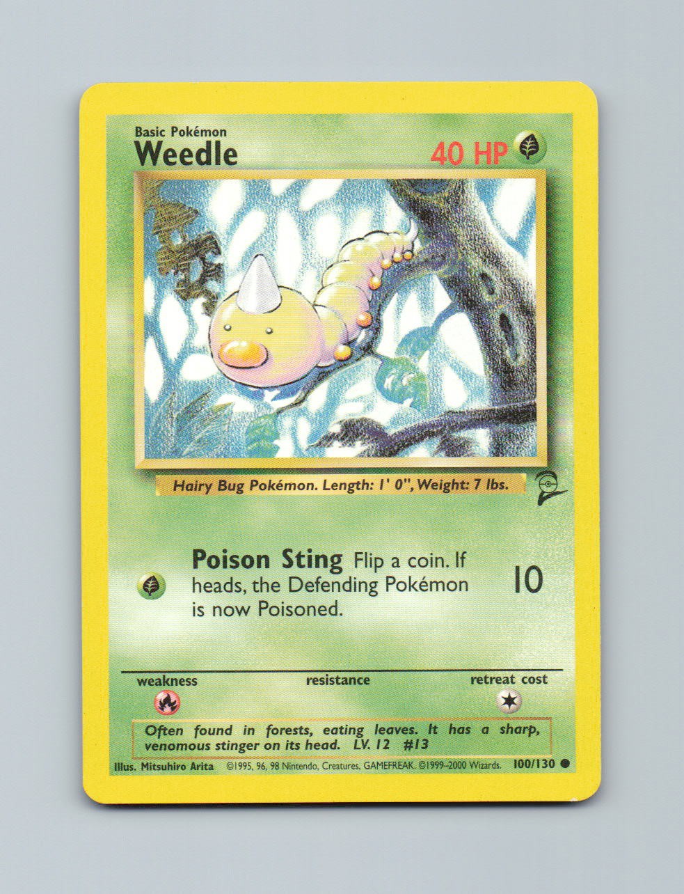 Weedle 100/130 Common Base Set 2 Pokemon Lightly Played