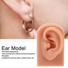 Left 3D Piercing Practice Ear Model Dark Skin Color Soft Silicone Ear Model