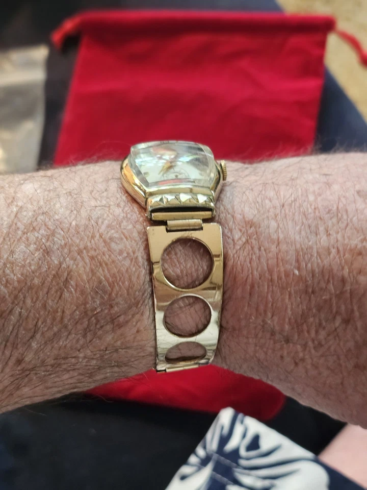 Reloj Benrus Años 30 Art Deco 10kt Dos Tonos Unisex Reloj de Vestir Elegante Esculpido... Foto 3 de 4