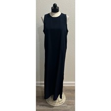 J.Crew Navy Blue Sleeveless Chiffon Maxi Dress Sz Medium Open Slit Sides Preppy