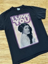 Vintage Y2K Star Wars Princess Leia  I Love You  T Shirt Medium Carrie Fisher