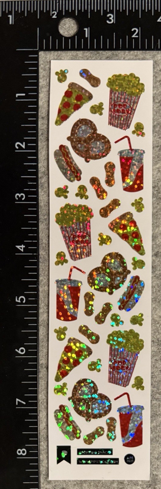 Pipsticks Stickers Glitter Hit Dog Pretzel Pizza Popcorn Snacks Pipstickers