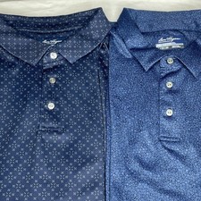 Lot Of 2 Ben Hogan Performance Golf Polo Shirts Men XL Blue AOP Geometric Floral