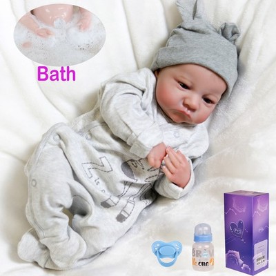 Bath Reborn Baby Dolls Full Body Vinyl Silicone Realistic Newborn Boy Doll Xmas