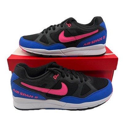 Nike Air Span II Running Shoe Men 10.5 Black/Hyper Pink/Royal Sneaker AH8047-003