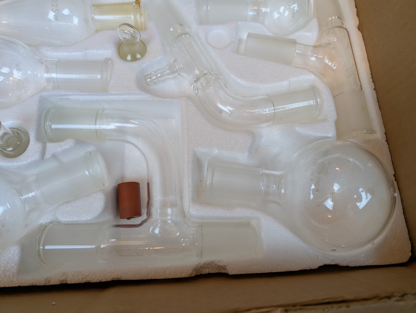 Vintage Kimble Kimax 33820 Organic Chemistry Kit Glassware Labset 5 Set flask 