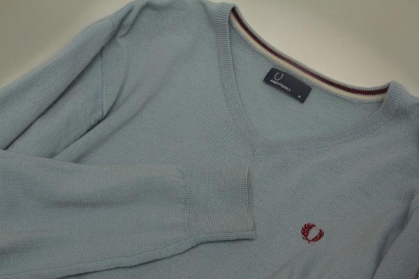 Men Fred Perry Sweater Navy Wool 38 / M / 46