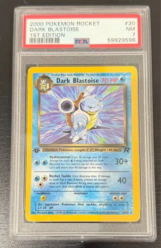 1999 Pokémon Dark Blastoise Fossil Set 1st edition 20/82 PSA 7 NM