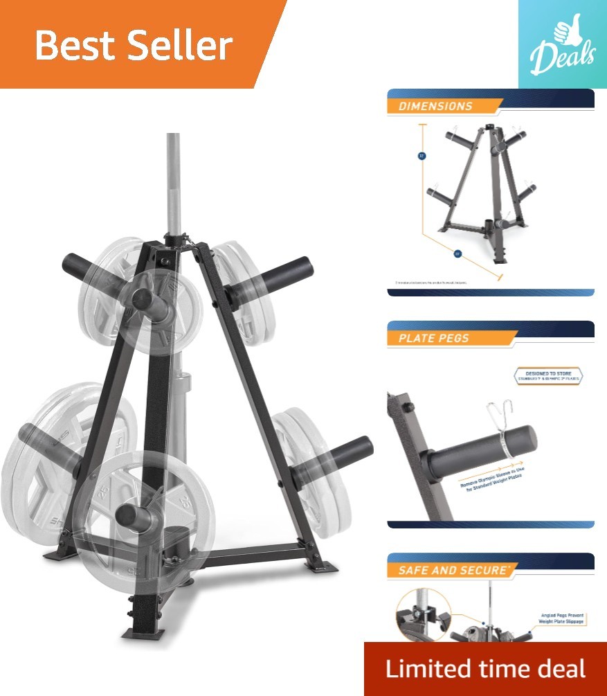 Marcy 6-Peg Olympic Weight Plate Tree &ndash; Efficient Storage Rack for Home Gym