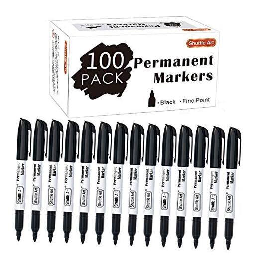 Black Fine Point Permanent Markers Set - Works on 100+ Surfaces-image