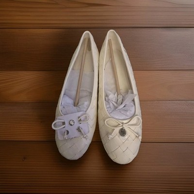 Charles & Kieth Womens Wovens Woven Bow Ballet Flats New In Box Size  7.5 Cream