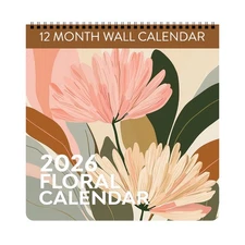 2026 Floral Wall Calendar