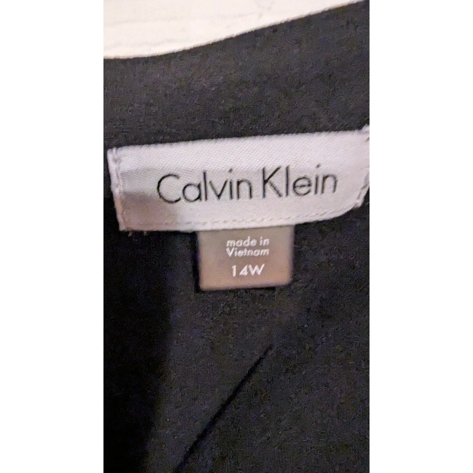 Vestido Vaina Calvin Klein Negro Manga Campana Talla Grande 14W Cremallera Dorada Foto 3 de 4