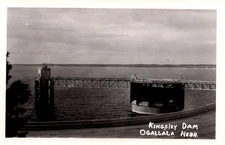 c 1941 RPPC Real Photo Postcard Kingsley Dam & New Lake McConaughy Ogallala NE