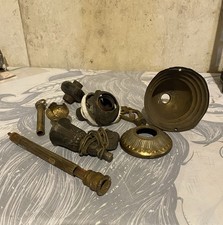 Antique Brass Finials Sockets Canopies Lamp Bases Adapters Bulb Holders Lot