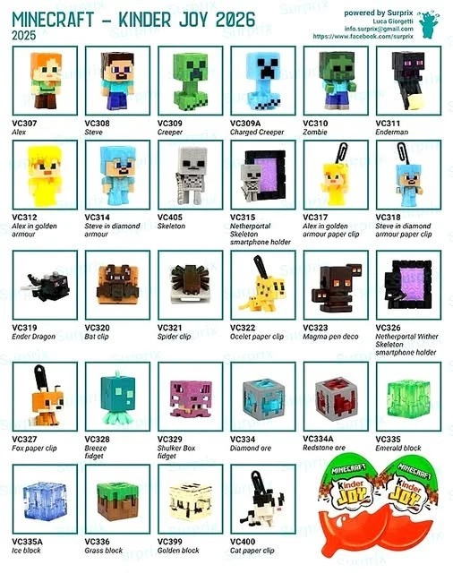 MINECRAFT Kinder Joy Figuren Auswahl VC307 - VC405 + BPZ Ferrero 2026 D - Bild 1 von 1