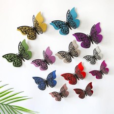 12pcs BLACK 3D Butterfly Wall Sticker ,Party Decor , Flower Butterfly Sticker