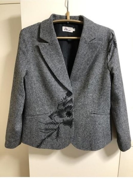 Women Etam Blazer Grey Wool 42