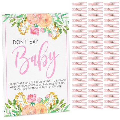 Sparkle and Bash Don't Say Baby Shower Game Sign - 8 x 10 in, 60 8 inches 