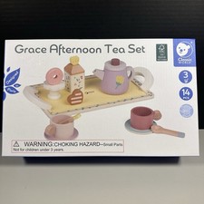 Classic World Grace Afternoon Tea Set Wooden Pretend Play Tea Party Set 14pcs