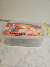 Vintage Western Cowboys Indians Horses Wagons Play Set Lot Fishel Toys R Us