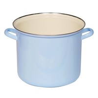 Riess Topf Mit Chromrand Ø24Cm 8,0L Hoch Classic Pastell Blau Emaille Induktion