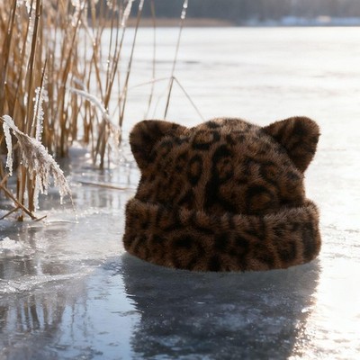 Winter-Bucket-Hat mit Leopardenmuster, Schneekappe für Trekking, Teenager,