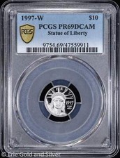 1997-W $10 Proof 1/10 oz Platinum Eagle PCGS PR 69 DCAM 2102.30 per troy oz