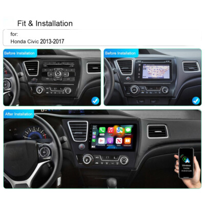 For 2013-2017 Honda Civic Wifi CarPlay Android Auto Car Radio GPS