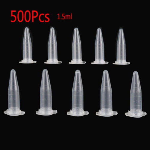 500PCS 1.5/2ml Micro Centrifuge Tube Vial Clear Plastic Vials Container Snap Cap - Imagen 1 de 14