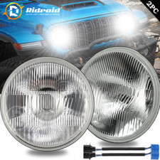 Pair Chrome 7 Inch Led Glass Headlights Round Original Classic Look Conversion