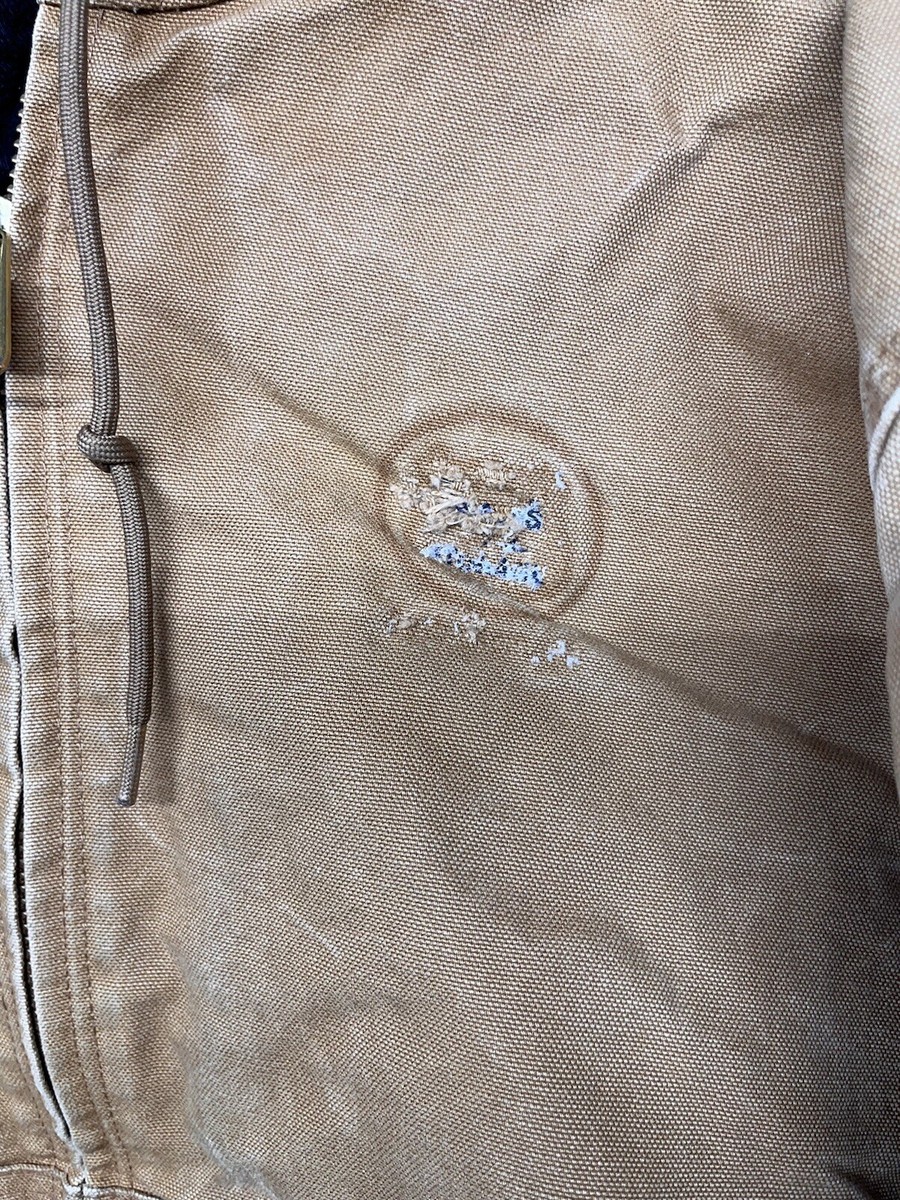 Carhartt Jacket Mens 2XL XL Beige Khaki Brown Hooded Full Zip