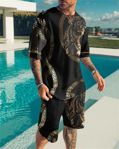 Hot Herren Sommer Outfit 2-Piece Satz Trainingsanzug Kurzarm-T-Shirts Und Shorts - Bild 14 von 24