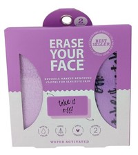 Erase Your Face Reusable Makeup Removing Cloths For Sensitive Skin 2 Cloths