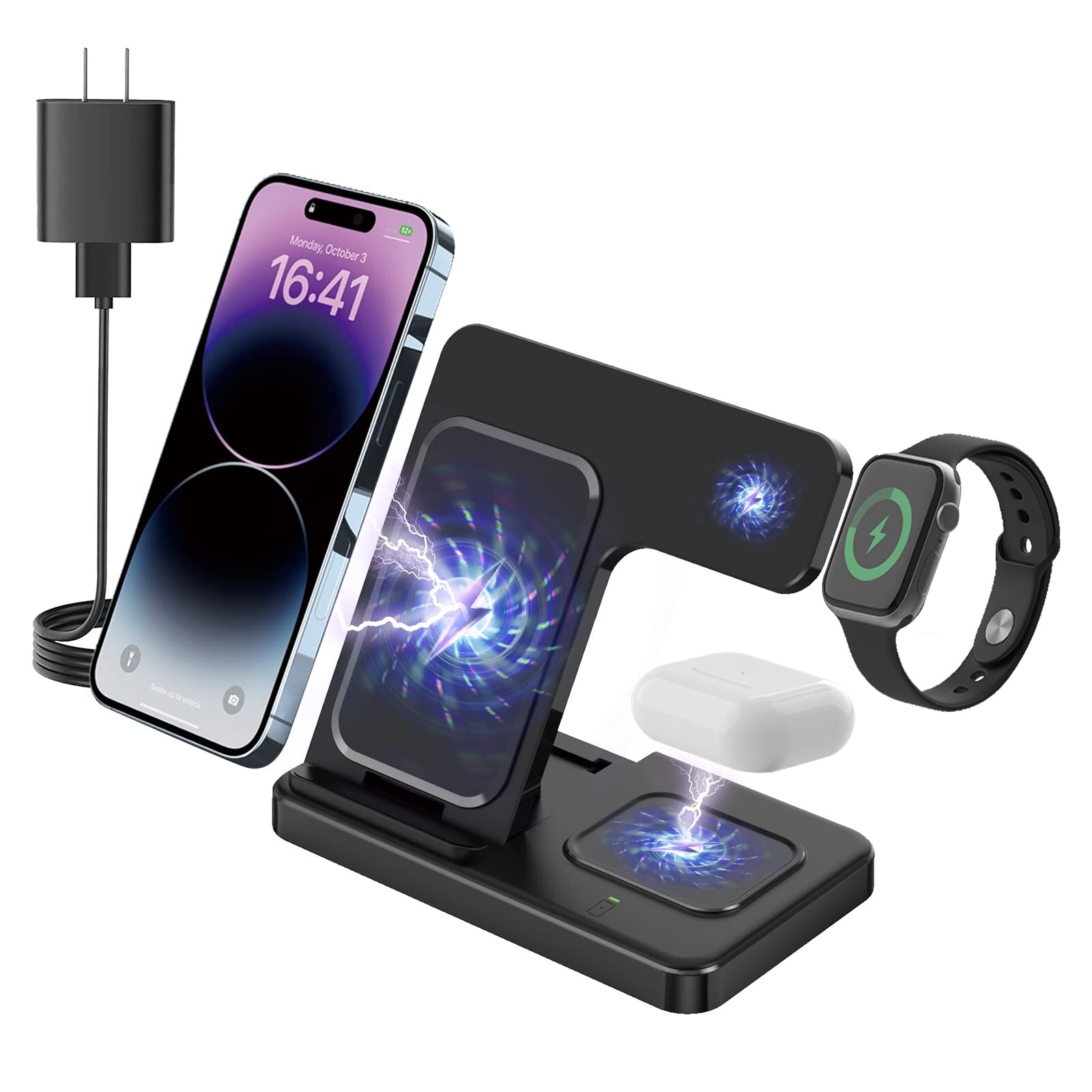 Iphone Wireless Charger Fast Charging 3 in 1, Wireless Charging Station for I...