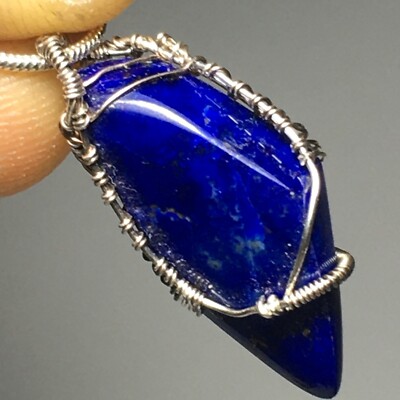 Lapis Lazuli and Silver Wire Wrap Pendant  (z2361) Lucid Dreams