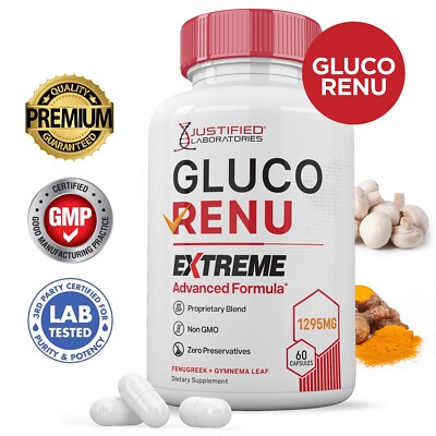 Gluco Renu Extreme 1295MG Blood Support Gluo Renew Glyco Optimizer Pills