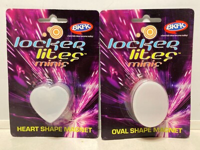 Lot of 2 BKFK Locker Lites Minis Blue Heart Red Oval Magnetic Light, Sensor Func