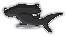 Hammerhead Shark Cartoon Car Bumper Sticker Decal