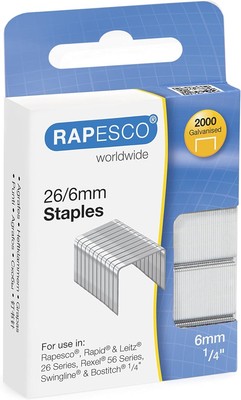 Rapesco S2662MA3 266 mm Galvanised Staples - Box of 2,000